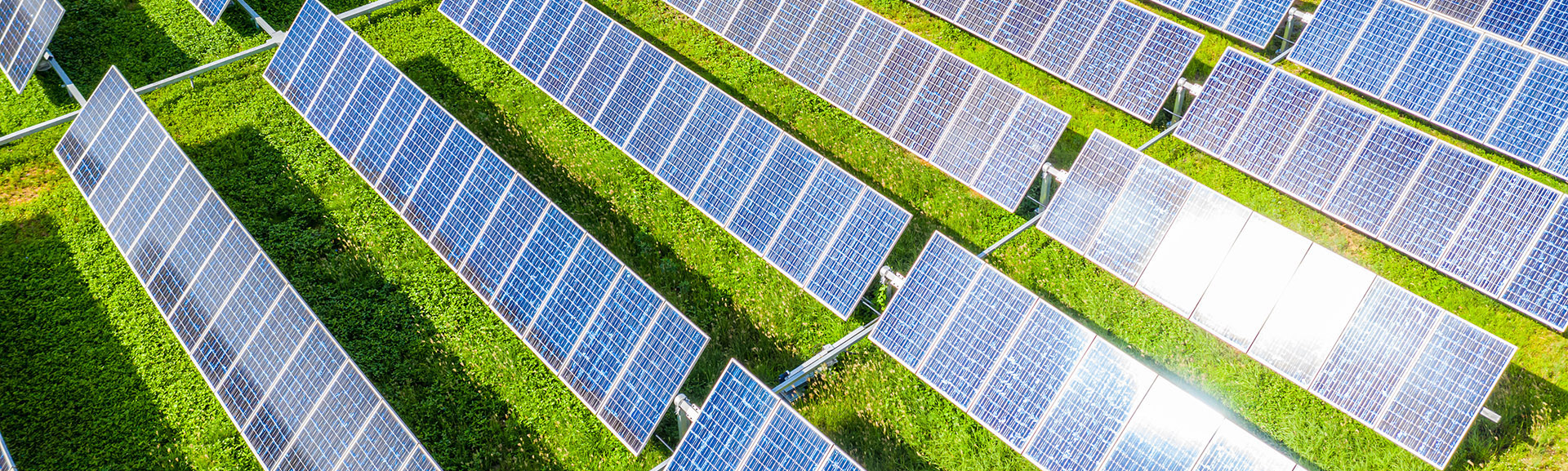 Solar panels in aerial view, Renewable energy with photovoltaic panels.